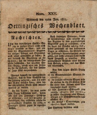 Oettingisches Wochenblatt Mittwoch 19. Juni 1811