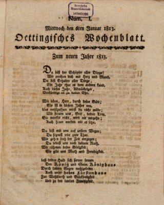 Oettingisches Wochenblatt Mittwoch 6. Januar 1813