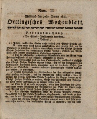 Oettingisches Wochenblatt Mittwoch 20. Januar 1813