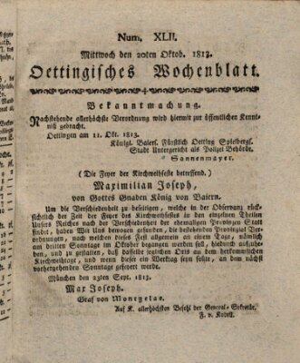Oettingisches Wochenblatt Mittwoch 20. Oktober 1813