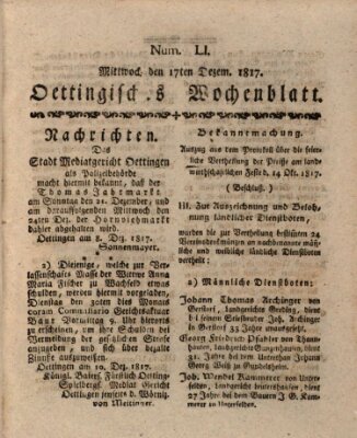 Oettingisches Wochenblatt Mittwoch 17. Dezember 1817