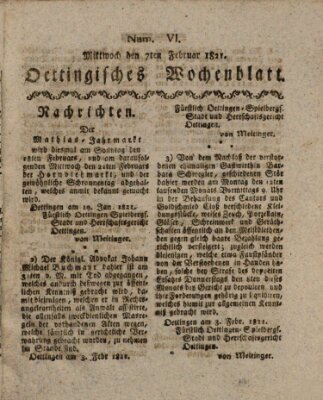 Oettingisches Wochenblatt Mittwoch 7. Februar 1821
