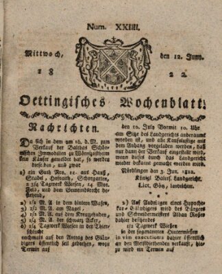Oettingisches Wochenblatt Mittwoch 12. Juni 1822