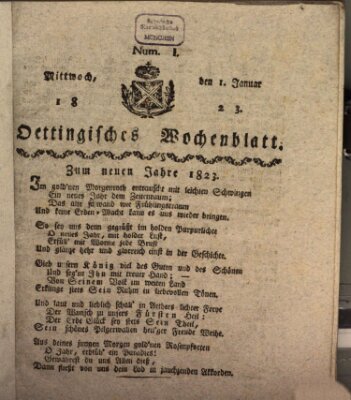Oettingisches Wochenblatt Mittwoch 1. Januar 1823