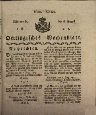 Oettingisches Wochenblatt Mittwoch 6. August 1823