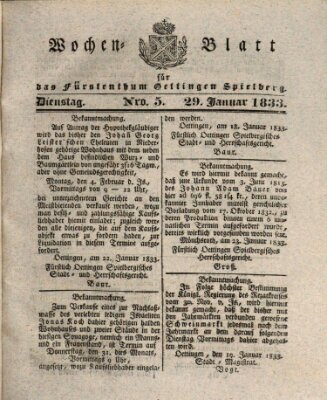 Wochenblatt für das Fürstenthum Oettingen-Spielberg (Oettingisches Wochenblatt) Dienstag 29. Januar 1833