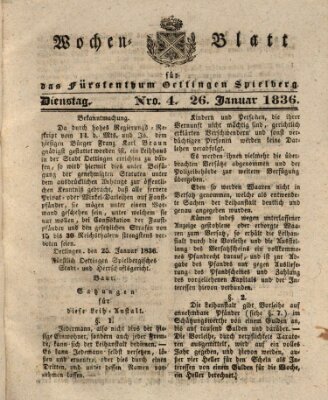 Wochenblatt für das Fürstenthum Oettingen-Spielberg (Oettingisches Wochenblatt) Dienstag 26. Januar 1836