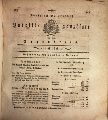 Königlich-baierisches Intelligenzblatt für den Regen-Kreis (Königlich bayerisches Intelligenzblatt für die Oberpfalz und von Regensburg) Mittwoch 12. Mai 1824