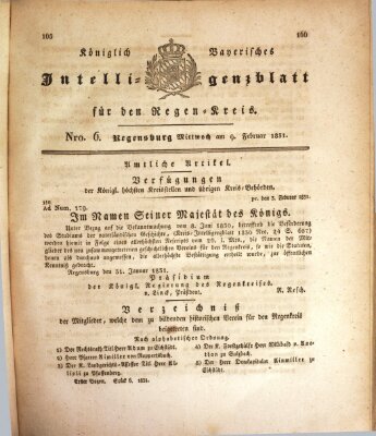 Königlich-baierisches Intelligenzblatt für den Regen-Kreis (Königlich bayerisches Intelligenzblatt für die Oberpfalz und von Regensburg) Mittwoch 9. Februar 1831