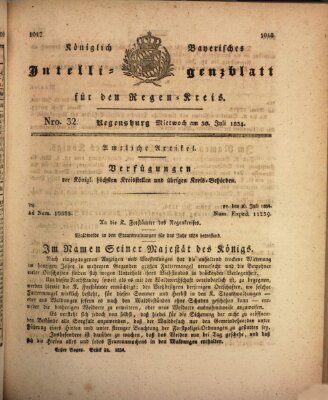 Königlich-baierisches Intelligenzblatt für den Regen-Kreis (Königlich bayerisches Intelligenzblatt für die Oberpfalz und von Regensburg) Mittwoch 30. Juli 1834
