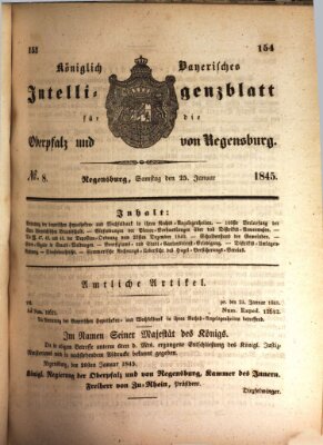 Königlich bayerisches Intelligenzblatt für die Oberpfalz und von Regensburg Samstag 25. Januar 1845