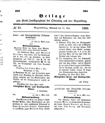 Königlich bayerisches Intelligenzblatt für die Oberpfalz und von Regensburg Mittwoch 11. Mai 1853