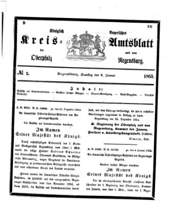 Königlich-bayerisches Kreis-Amtsblatt der Oberpfalz und von Regensburg (Königlich bayerisches Intelligenzblatt für die Oberpfalz und von Regensburg) Samstag 6. Januar 1855