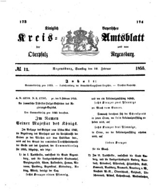 Königlich-bayerisches Kreis-Amtsblatt der Oberpfalz und von Regensburg (Königlich bayerisches Intelligenzblatt für die Oberpfalz und von Regensburg) Samstag 10. Februar 1855