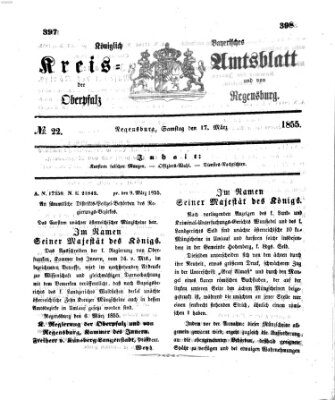 Königlich-bayerisches Kreis-Amtsblatt der Oberpfalz und von Regensburg (Königlich bayerisches Intelligenzblatt für die Oberpfalz und von Regensburg) Samstag 17. März 1855