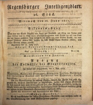 Regensburger Intelligenzblatt (Regensburger Wochenblatt) Mittwoch 26. Juni 1811