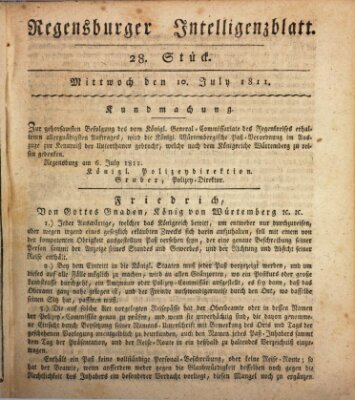 Regensburger Intelligenzblatt (Regensburger Wochenblatt) Mittwoch 10. Juli 1811