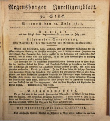 Regensburger Intelligenzblatt (Regensburger Wochenblatt) Mittwoch 24. Juli 1811