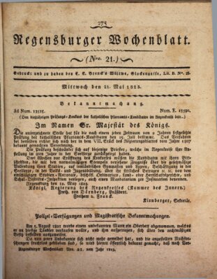 Regensburger Wochenblatt Mittwoch 21. Mai 1823