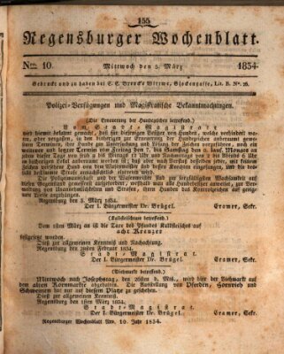 Regensburger Wochenblatt Mittwoch 5. März 1834
