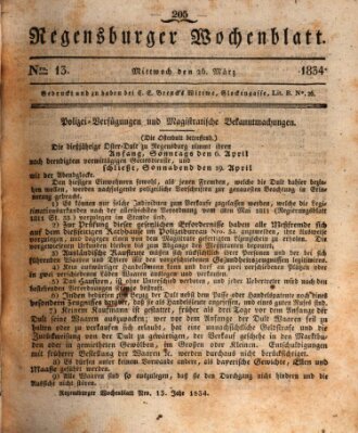 Regensburger Wochenblatt Mittwoch 26. März 1834