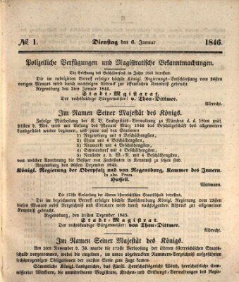 Regensburger Wochenblatt Dienstag 6. Januar 1846