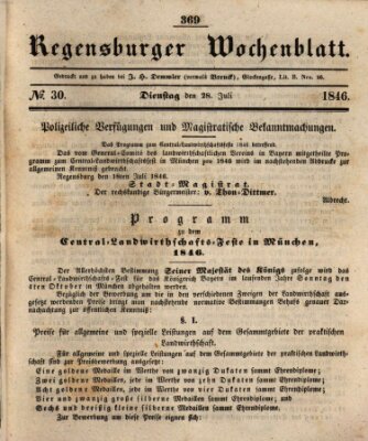 Regensburger Wochenblatt Dienstag 28. Juli 1846