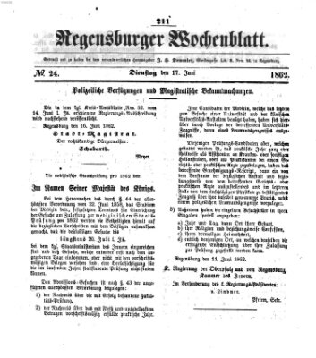 Regensburger Wochenblatt Dienstag 17. Juni 1862
