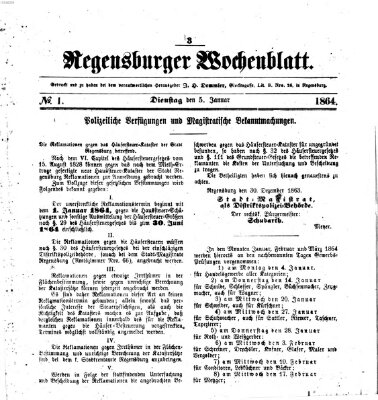 Regensburger Wochenblatt Dienstag 5. Januar 1864
