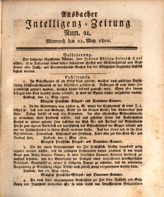 Ansbacher Intelligenz-Zeitung Mittwoch 21. Mai 1800