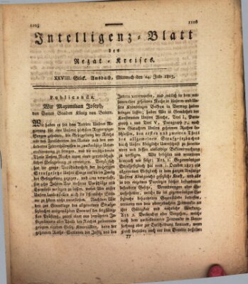 Intelligenzblatt des Rezat-Kreises (Ansbacher Intelligenz-Zeitung) Mittwoch 14. Juli 1813