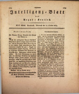 Intelligenzblatt des Rezat-Kreises (Ansbacher Intelligenz-Zeitung) Mittwoch 27. Oktober 1813