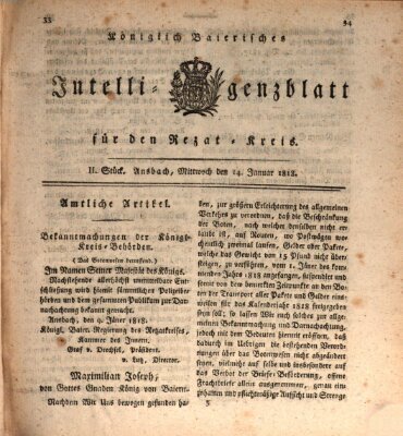 Königlich Bayerisches Intelligenzblatt für den Rezat-Kreis (Ansbacher Intelligenz-Zeitung) Mittwoch 14. Januar 1818