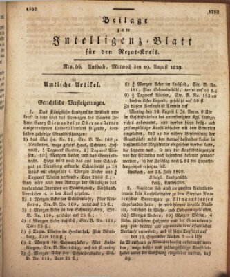 Königlich Bayerisches Intelligenzblatt für den Rezat-Kreis (Ansbacher Intelligenz-Zeitung) Mittwoch 19. August 1829