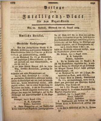 Königlich Bayerisches Intelligenzblatt für den Rezat-Kreis (Ansbacher Intelligenz-Zeitung) Mittwoch 26. August 1829