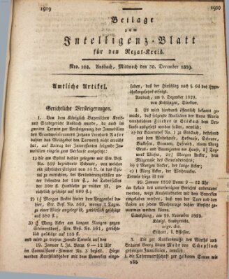Königlich Bayerisches Intelligenzblatt für den Rezat-Kreis (Ansbacher Intelligenz-Zeitung) Mittwoch 30. Dezember 1829