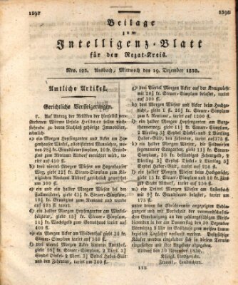 Königlich Bayerisches Intelligenzblatt für den Rezat-Kreis (Ansbacher Intelligenz-Zeitung) Mittwoch 29. Dezember 1830