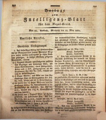 Königlich Bayerisches Intelligenzblatt für den Rezat-Kreis (Ansbacher Intelligenz-Zeitung) Mittwoch 25. Mai 1831