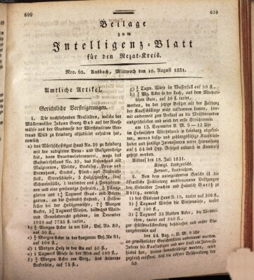 Königlich Bayerisches Intelligenzblatt für den Rezat-Kreis (Ansbacher Intelligenz-Zeitung) Mittwoch 10. August 1831