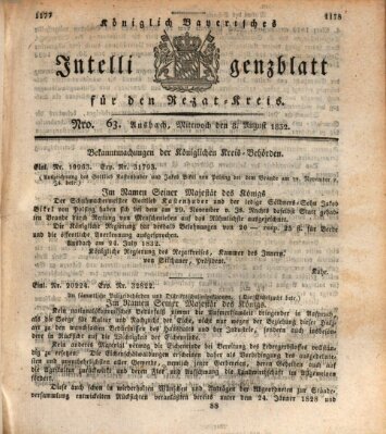 Königlich Bayerisches Intelligenzblatt für den Rezat-Kreis (Ansbacher Intelligenz-Zeitung) Mittwoch 8. August 1832