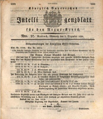 Königlich Bayerisches Intelligenzblatt für den Rezat-Kreis (Ansbacher Intelligenz-Zeitung) Mittwoch 5. Dezember 1832