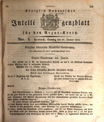 Königlich Bayerisches Intelligenzblatt für den Rezat-Kreis (Ansbacher Intelligenz-Zeitung) Samstag 26. Januar 1833