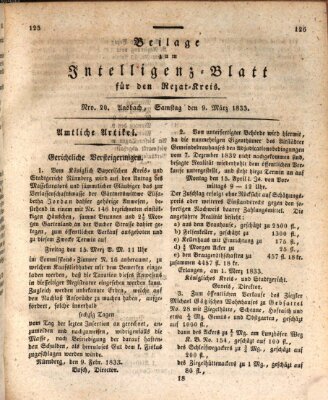 Königlich Bayerisches Intelligenzblatt für den Rezat-Kreis (Ansbacher Intelligenz-Zeitung) Samstag 9. März 1833