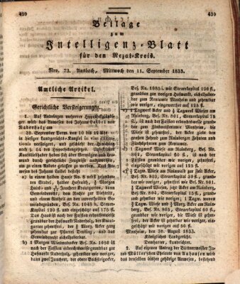 Königlich Bayerisches Intelligenzblatt für den Rezat-Kreis (Ansbacher Intelligenz-Zeitung) Mittwoch 11. September 1833