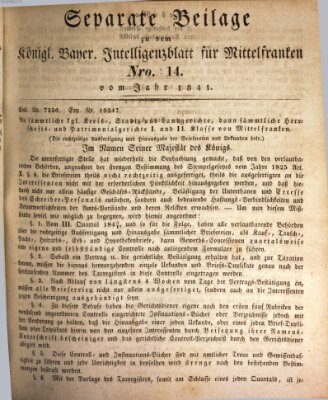 Königlich Bayerisches Intelligenzblatt für Mittelfranken (Ansbacher Intelligenz-Zeitung) Mittwoch 17. Februar 1841