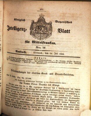 Königlich Bayerisches Intelligenzblatt für Mittelfranken (Ansbacher Intelligenz-Zeitung) Mittwoch 24. Juli 1844