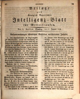 Königlich Bayerisches Intelligenzblatt für Mittelfranken (Ansbacher Intelligenz-Zeitung) Samstag 17. Januar 1846