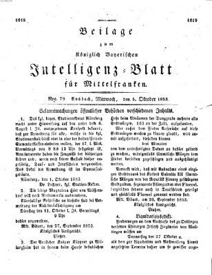 Königlich Bayerisches Intelligenzblatt für Mittelfranken (Ansbacher Intelligenz-Zeitung) Mittwoch 5. Oktober 1853