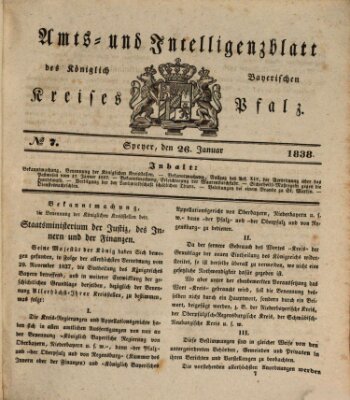 Königlich bayerisches Amts- und Intelligenzblatt für die Pfalz Freitag 26. Januar 1838