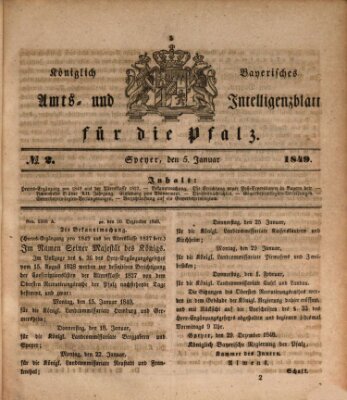 Königlich bayerisches Amts- und Intelligenzblatt für die Pfalz Freitag 5. Januar 1849